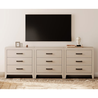 Farmhouse TV Stand For Tvs Up To 85 Inches, Modern Wood Media Console With 9 Drawers, Rustic Entertainment Center With Storage For Living Room, Bedroom, Beige