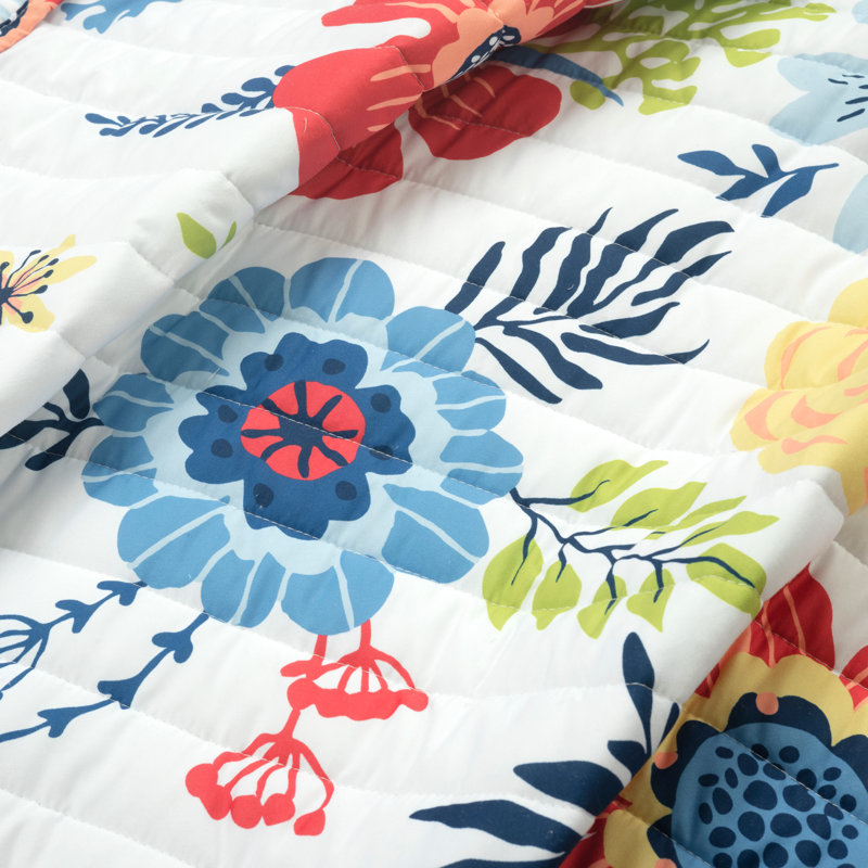 Ensemble de courtepointe réversible en microfibre bleue 3 pièces, Courtepointe pour grand lit + 2 taies décoratives