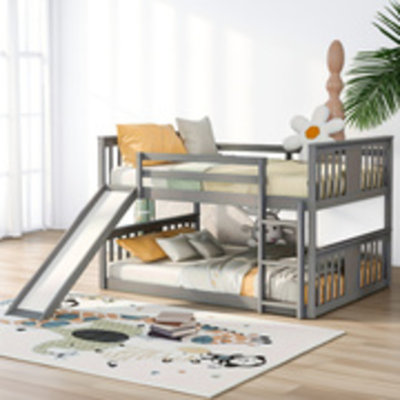 Kids’ Loft Bunk Bed With Slide  Multi-level Design, Built-in Ladder & Slide, Spacious Under-bed Area, Sturdy Construction, Ideal For Playful Bedroom Spaces