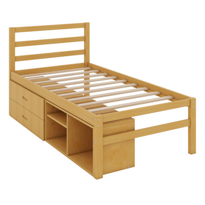 Platform Bed With Removable Storage Shelves BuiltIn Two Storage Drawers For Added Convenience