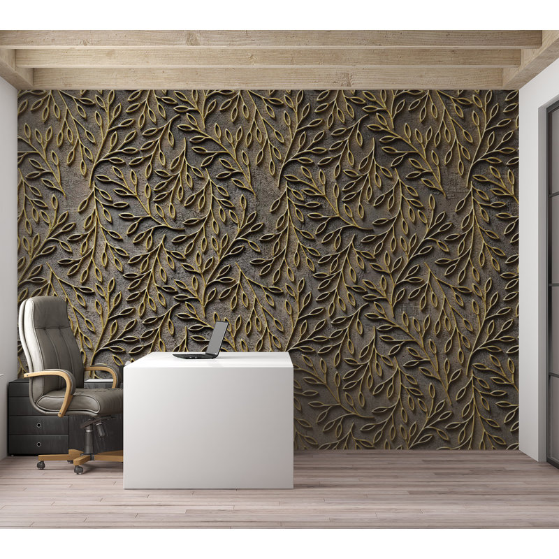 Papier peint Surface Texture - décorations dorées, L 55 po x l 78 po