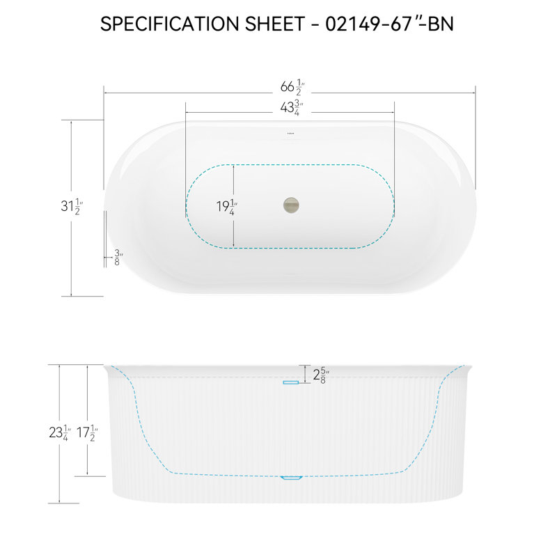 67" Acrylic Freestanding Bathtub-Acrylic Soaking Tubs
