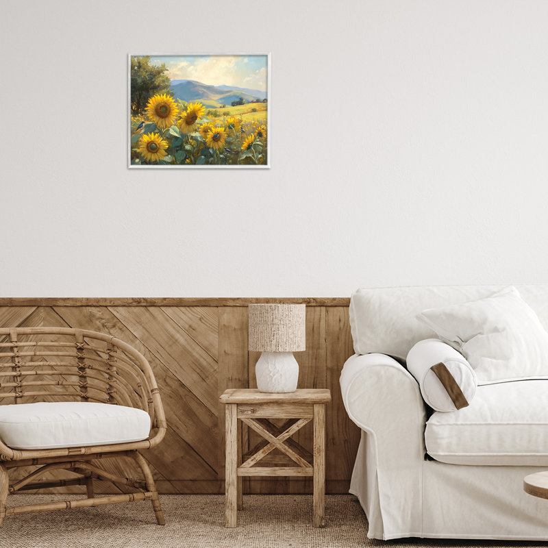 Giclée encadrée, tournesol, H 11 po x l 14 po, Estampe numérique encadrée blanc bord de mer