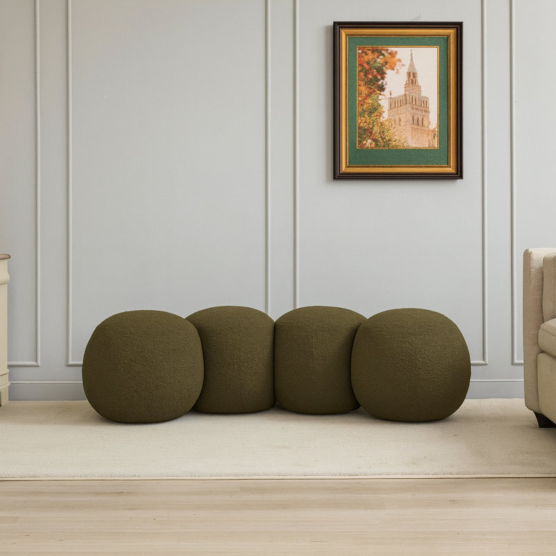 Banc en tissu Apollo Boucle, H 18 po x l 65 po x P 31 po, Tissu olive olive