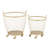 2 Piece Gold Metal Deep Set Wire Basket Storage Cart with Wheels and Handle Set