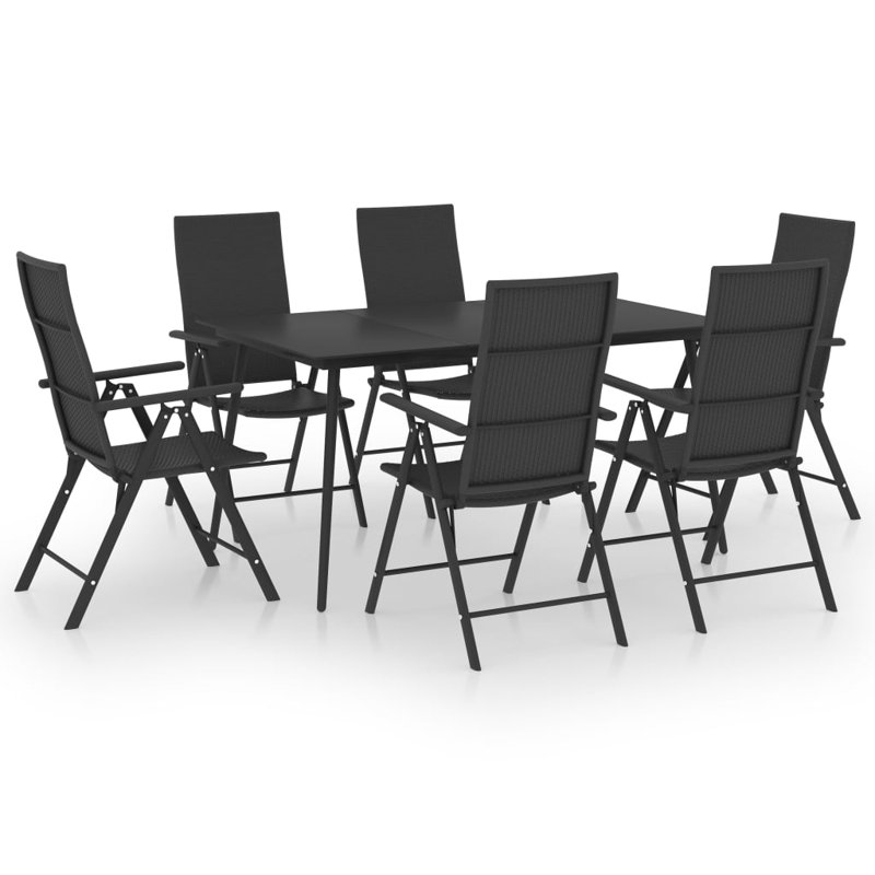 Ensemble repas de jardin 7 pièces Dayzi - noir, L 59,06 po x l 35,43 po x H 29,13 po