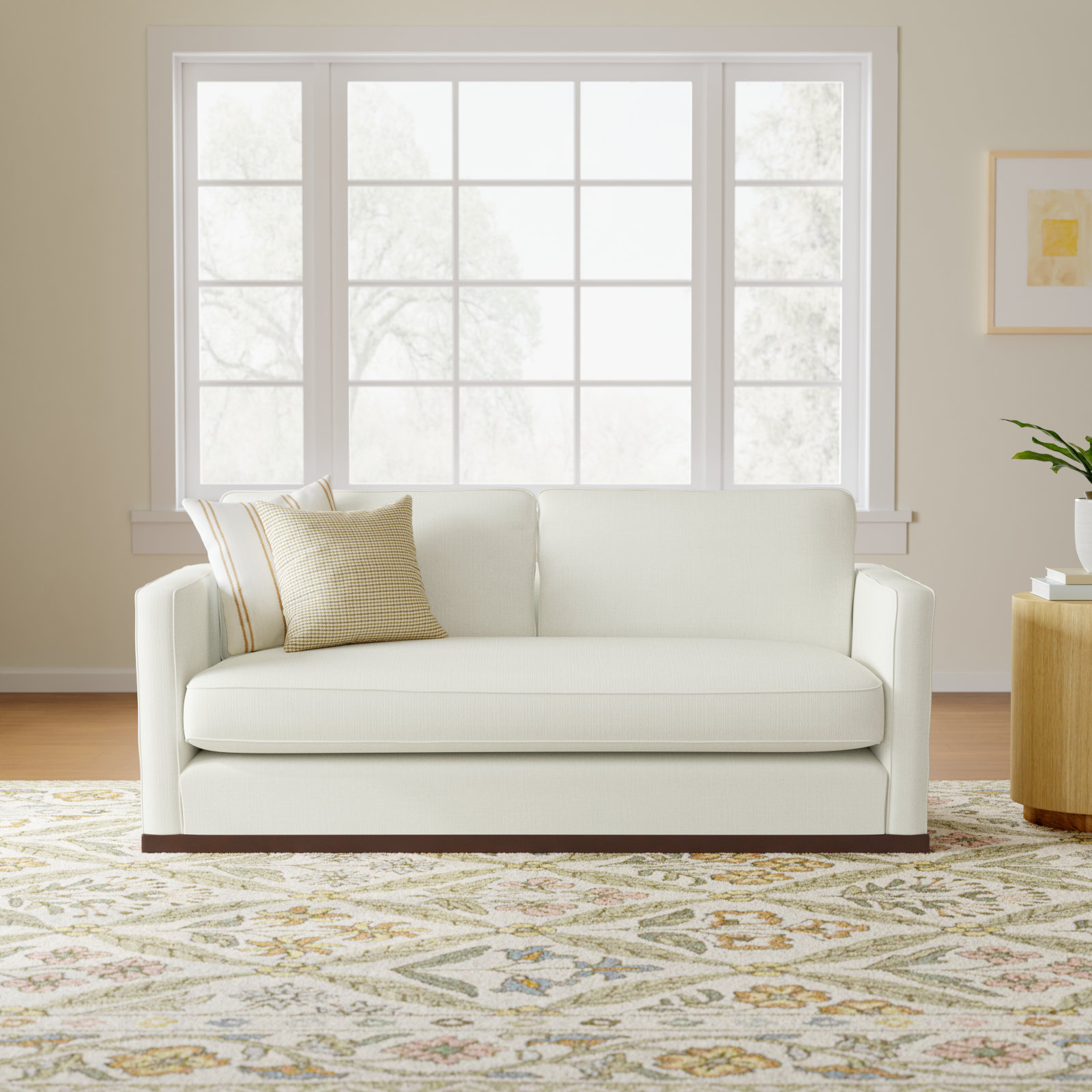 Bobbi 73'' Upholstered Loveseat, Flannigan Cotton White Performance Weave