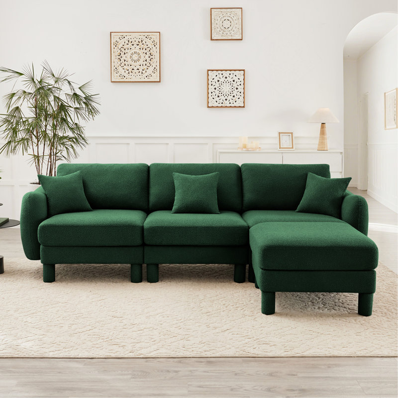 Canapé modulaire convertible en forme de L à 3 places Boucle Fabric