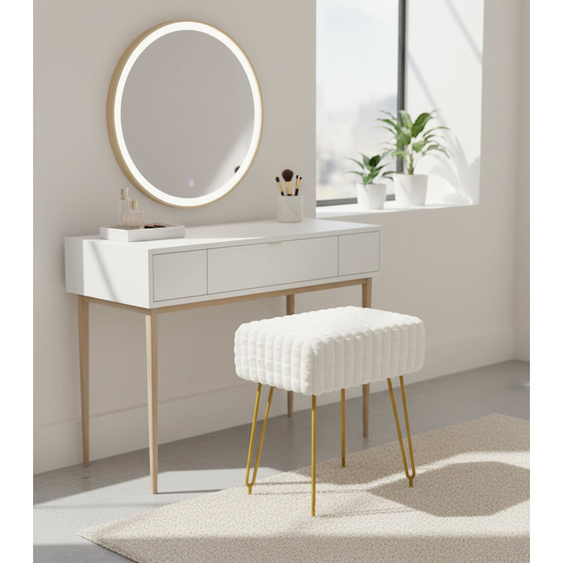 Metal Accent Stool, White