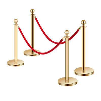 Stanchions and Velvet Ropes, Hollow Base with Stainless Steel Post, Red Velvet Ropes and Posts, Crowd Control Barriers Gold Stanchions, Red Carpet Runner Poles for Party Supplies