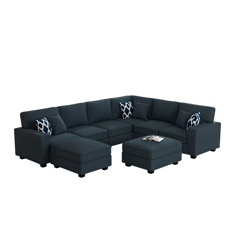Flexible Combination Module Reversible Sectional Sofa, Charcoal Polyester Blend