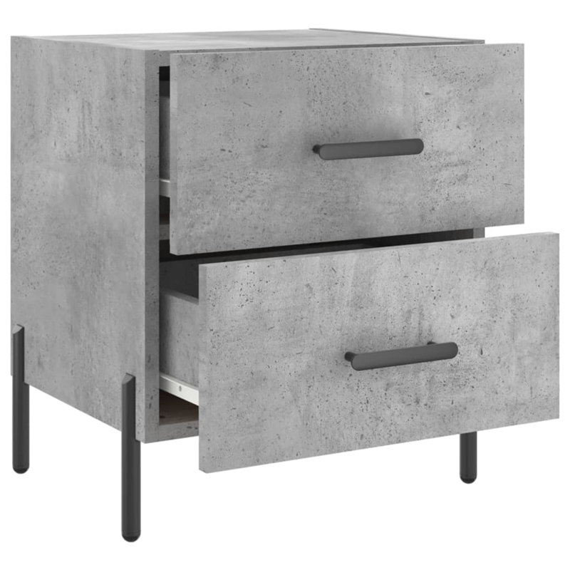 40cm W Iron Bedside Table, Concrete Grey, Set of 2