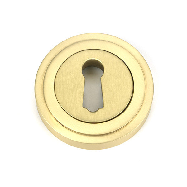 Art Deco Satin Brass Round Escutcheon