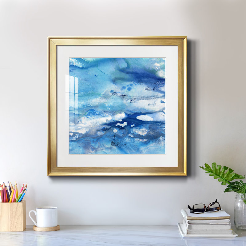 Marbré - peinture encadrée, Doré, H 17,5 po x l 17,5 po x P 1,5 po