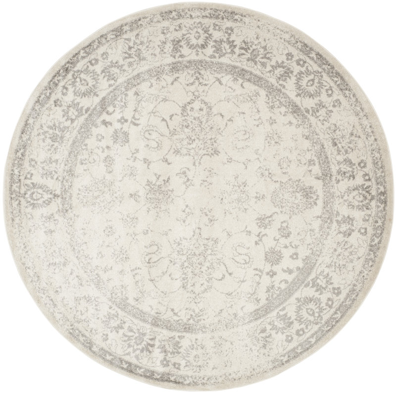 Stromsburg Floral Area Rug, Round 152 cm, Ivory