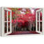 Fenêtre de paysage «Window View Red Autumn Season Tree Forest Tree Path Nature Images Scenic Landscape» sur toile-98448388