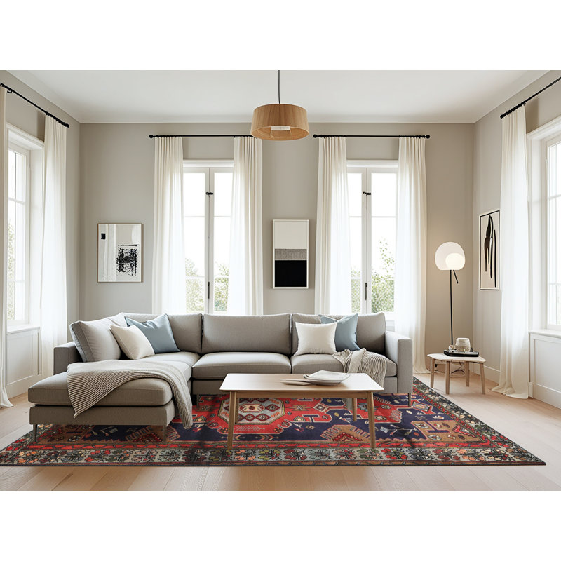 Laine tissée à la machine de style oriental/polyester beige/gris/rouge Tapis décoratif, Rectangle 8 pi x 12 pi