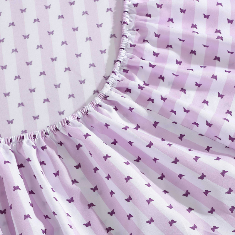 Butterfly Stripe Purple Full Microfiber Sheet Set