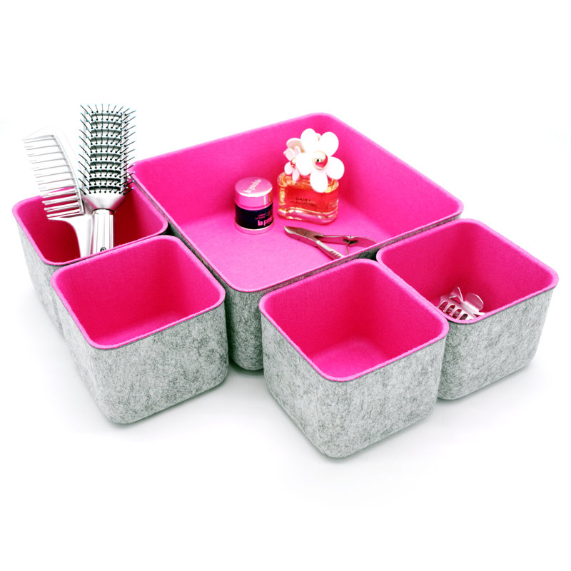Anadela 4.3'' H x 10.2'' W x 10.2'' D Organizer Set, Hot pink