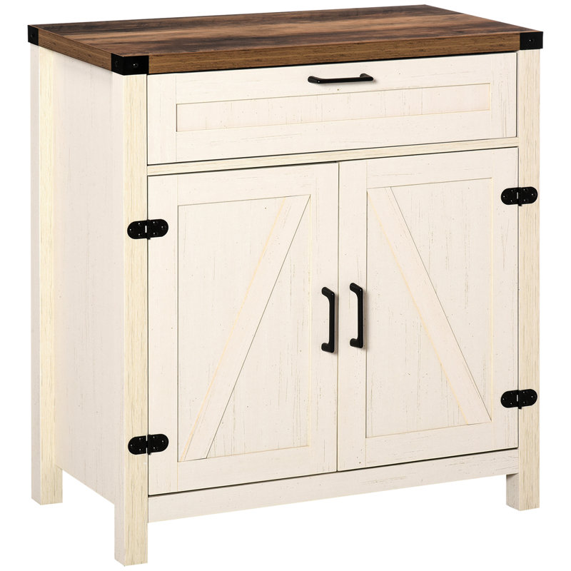 Armoire de rangement style porte de grange - blanc avec portes et design pratique