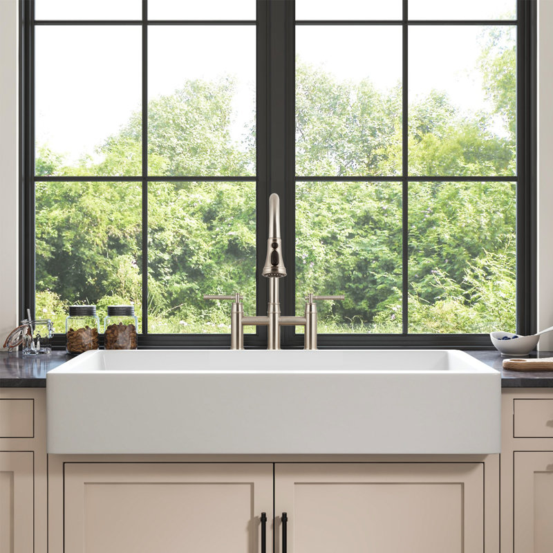 Pull Down Bridge Faucet With Accessories, Brushed Nickel