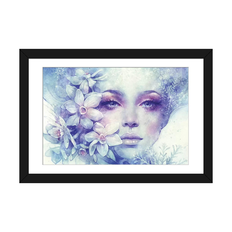 Décembre, impression sur toile tendue, Papier d'art encadré noir, Blanc, H 16 po x l 24 po x P 1 po
