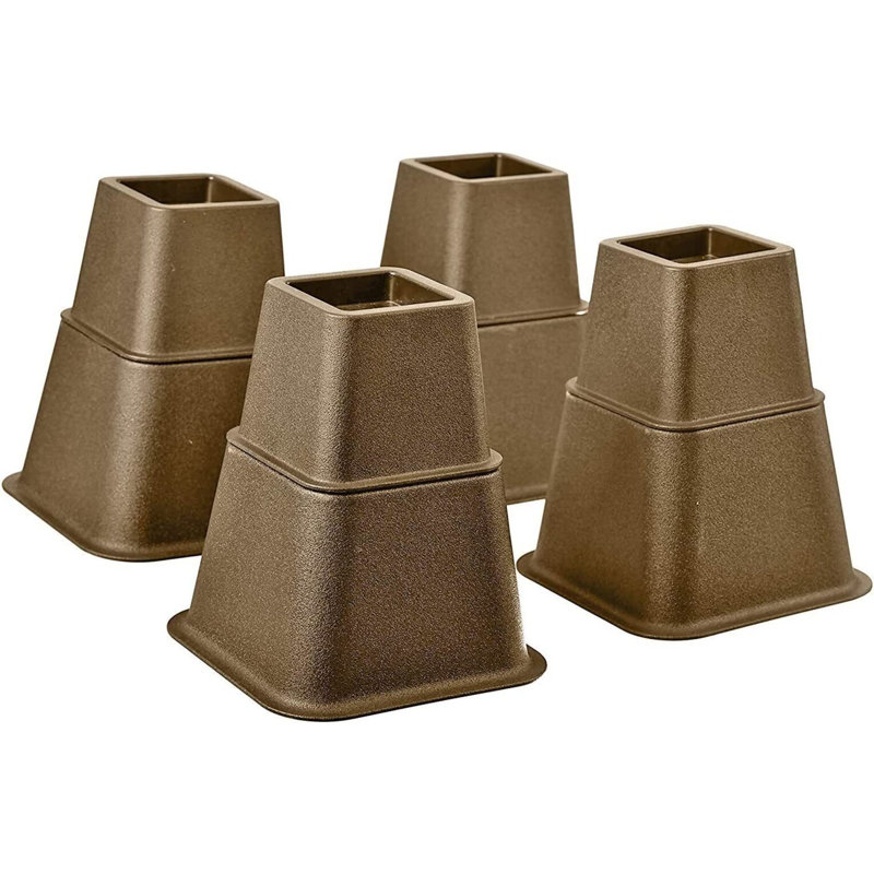 8'' Bed Risers, 8" H x 6.5" W x 15.1" D, Brown