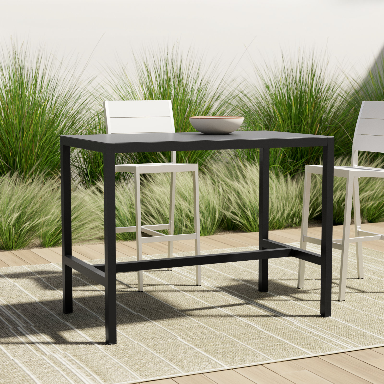 Armando 50" Patio Bar Table, Black