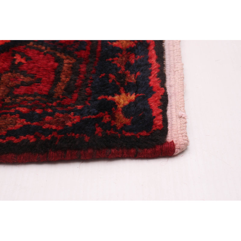 Tapis unique en laine noué à la main des années 1990 de 3 pi 8 po x 5 pi 2 po bleu marine foncé