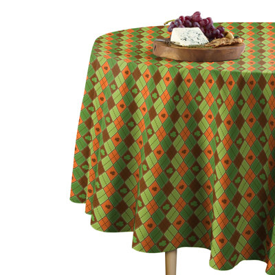 Shanitaortia Lucky Shamrock Argyle Round Tablecloth