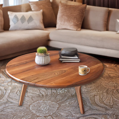 Walnut Solid Wood Round Novelty Coffee Table