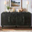 Cabinets, buffet de rangement courbé de 59 po avec tablettes réglables, grandes poignées en bois | Noir antique | Cuisine-1933675003