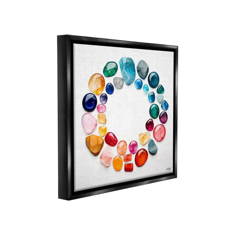 "Gradient Gemstones In Circle Floater Frame" par RB sur toile, Cadre flottant noir de jais, H 25 po x l 25 po