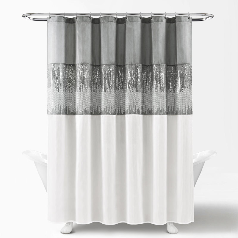 Pruneda Polyester Shower Curtain, Grey/White, 183cm W x 183cm L