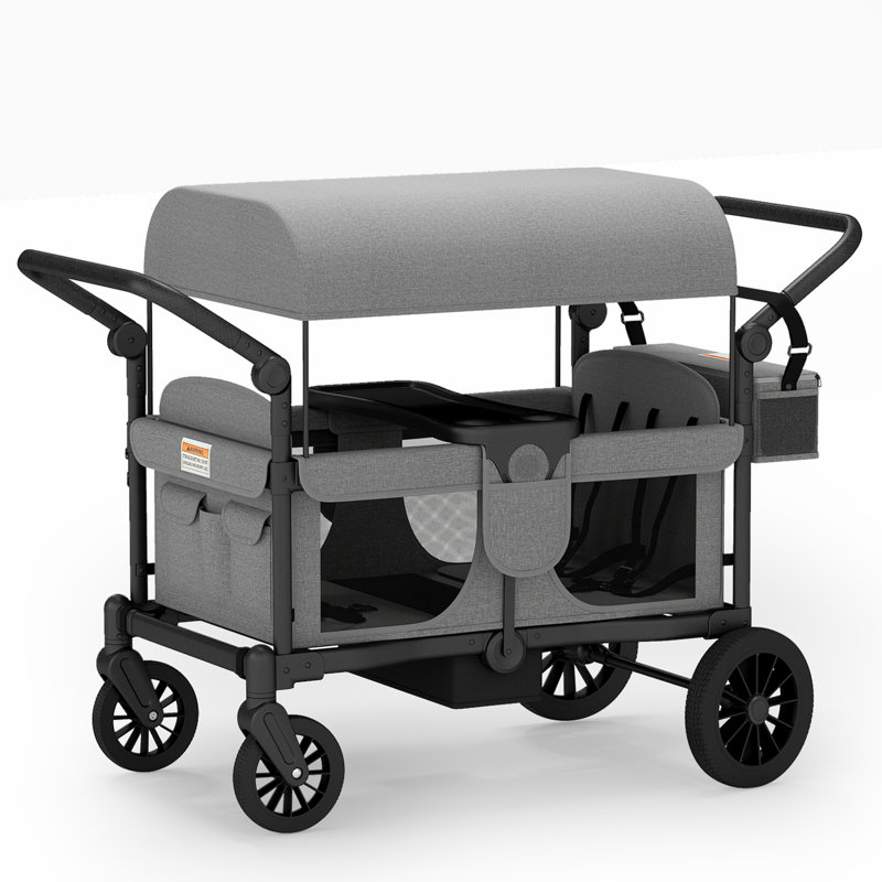 Poussette pour 4 enfants avec poussette pliable, Gris