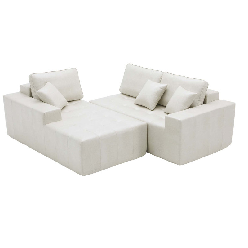Canapé-lit de coin à compression sans assemblage, Similicuir beige, Orienté vers la gauche