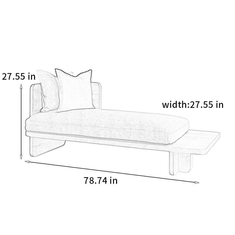 Chaise en bois massif de haute qualité en coton et lin, Orienté à gauche (vu de face)