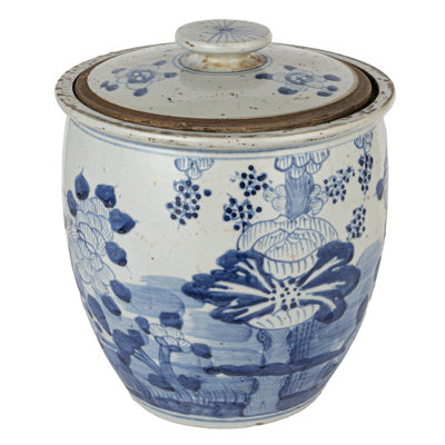 Vintage Lotus Porcelain Ginger Jar