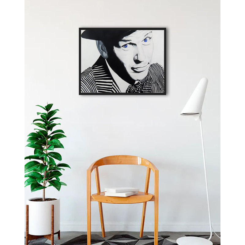 " Frank Sinatra " by Ed Capeau, 26.5" H x 34.5" W x 1.5" D, Black Framed Paper