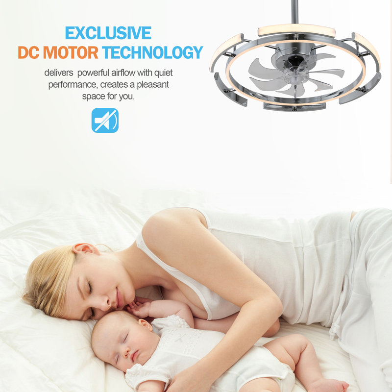 Ludovico 24" DIY Shape Adjustable Ceiling Fan with Lights Remote and APP Control, Chrome