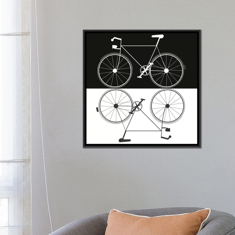 «Two Bikes», impression sur toile, H 18 po x l 18 po x P 1,5 po, Toile avec cadre noir, Pas de tapis