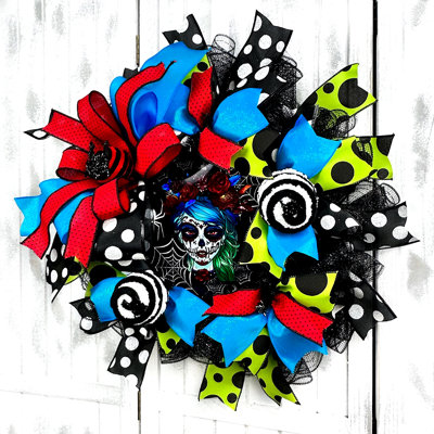 Couronne fantaisiste en maille 18 "Dia De Las Muertas