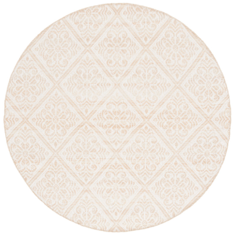 Klingbeill Hand Woven Wool Geometric Rug, Round 6'