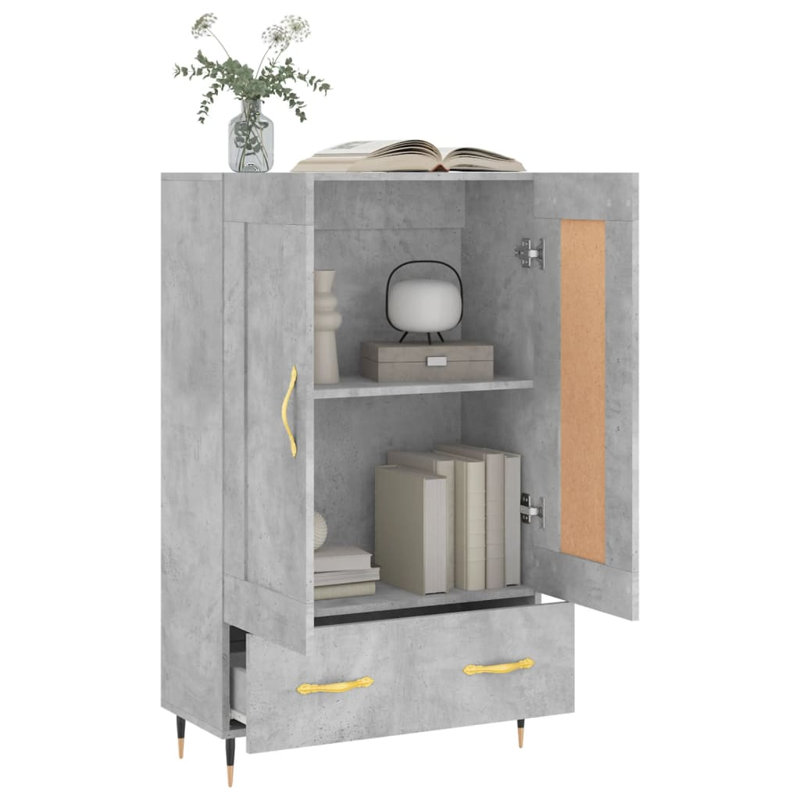 115cm H x 70cm W Bookcase, Concrete grey