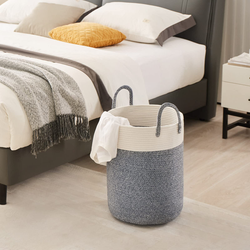Corbeille à linge, Moyen (H 20 po x l 15 po x P 15 po), Blanc / bleu