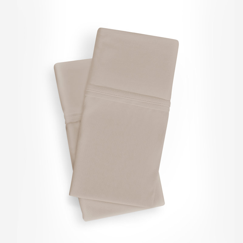 Beige Polyester Queen Pillowcase Set with Moisture-Wicking Technology