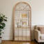 Large Arched Windowpane Full-Length Wall Mirror With Solid Wood Frame-1912320707-1912320704