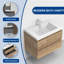 Meuble-lavabo mural flottant 30 po en chêne naturel avec surface de comptoir blanche-1362092752