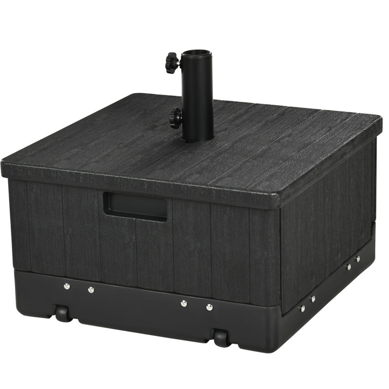 Base de parasol d'extérieur avec 31 fonctions, capacité de charge de 175 lb, noire, avec roulettes et poignées portatives, peut être utilisée comme pot à fleurs pour table basse