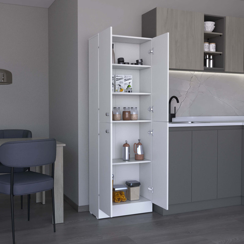 Armoire de rangement pour garde-manger Lynch de 71 po de hauteur, avec 4 portes, 5 tablettes réglables, armoire autoportante pour le salon, buanderie
